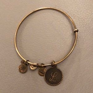 Alex And Ani L script initial gold tone  bracelet